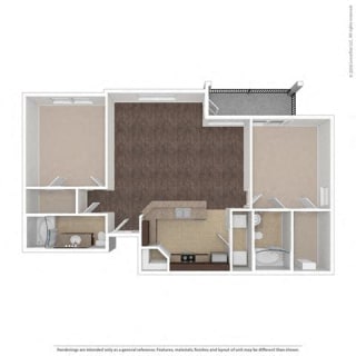 Pandora 2 Bed 2 Bath, 1170 Square-Foot Floor Plan at Orion McKinney, McKinney, TX, 75070