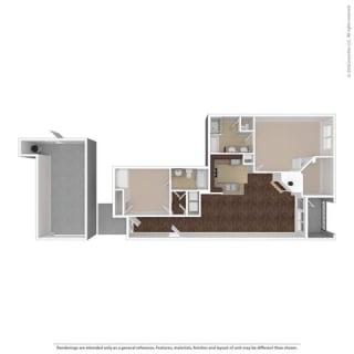 2 Bedroom 2 Bathroom Floor Plan Asteria 2 Bedroom 2 Bathroom, 1260 Square-Foot Floor Plan at Orion Prosper Lakes, Prosper, TX