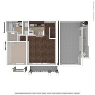 Celestia 1 Bed 1 Bath, 787 Square-Foot Floor Plan at Orion Prosper Lakes, Prosper, Texas