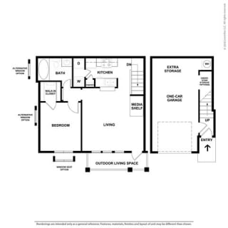 Celestia 1 Bedroom 1 Bath Floor Plan at Orion Prosper Lakes, Prosper