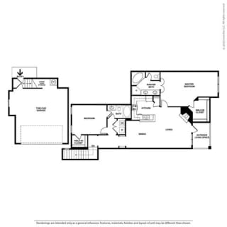 Kalinda 2 Bedroom 2 Bathroom Floor Plan at Orion Prosper Lakes, Texas