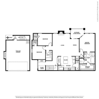 Nebula 3 Bedroom and 2 Bath Floor Plan at Orion Prosper Lakes, Prosper