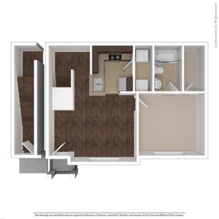 1 Bed 1 Bath Floor Plan Zenitha 1 Bed 1 Bath, 643 Square-Foot Floor Plan at Orion Prosper Lakes, Prosper, TX