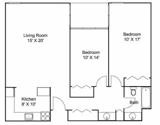 Floor plan at Hillsborough Apartments, Roseville, MN 55113