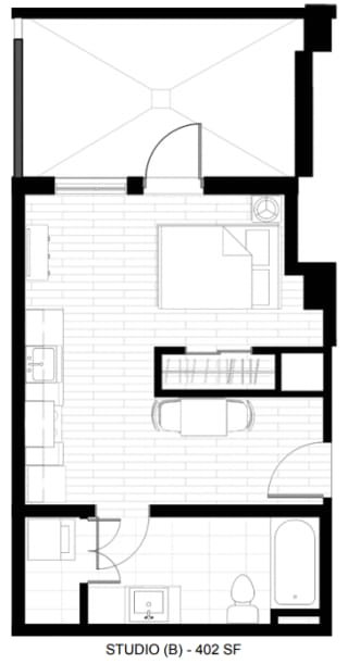 O2 Apartments Studio B Floor Plan