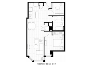 O2 Apartments 1 Bedroom Den Floor Plan