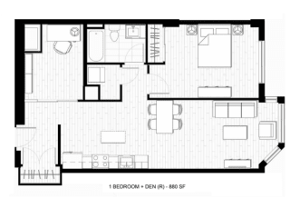 O2 Apartments 1 Bedroom Den Floor Plan