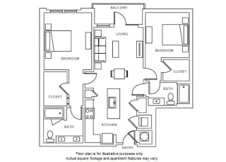 B1 floor plan at Windsor Parkview, Georgia, 30341