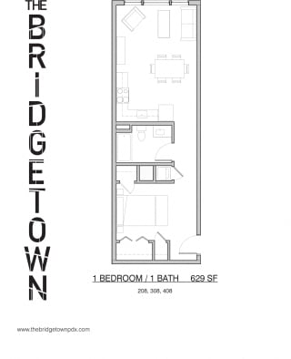 Bridgetown - One Bedroom One Bathroom Floor Plan
