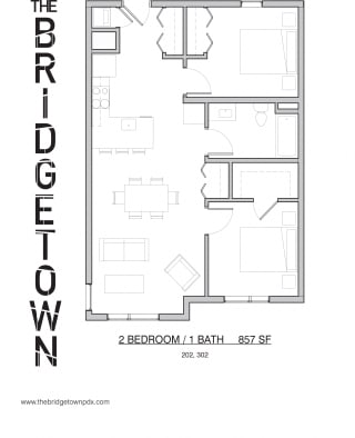 Bridgetown - Two Bedroom One Bathroom Floor Plan 5
