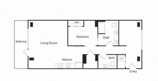 Couch9 Apartments 1B 1B Floor Plan