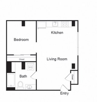 Couch9 Apartments 621 sqft Floor Plan
