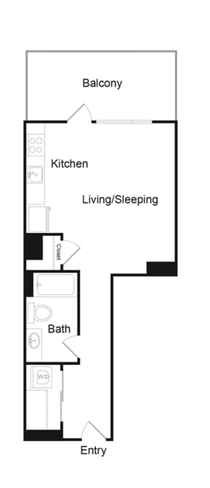 Couch9 Apartments Studio C Floor Plan