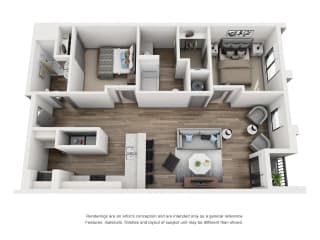 Tate Floor plan Tate 2 Bed 2 Bath, 1,008 Sq.Ft. Floor plan at Lockerbie Lofts, Indiana, 46202