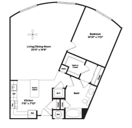 A12a Floor Plan at 800 Carlyle, Virginia