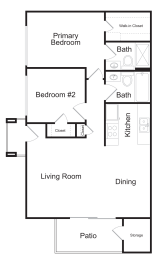 Two Bedroom Floor Plan at Portola West Valley, Phoenix, Arizona
