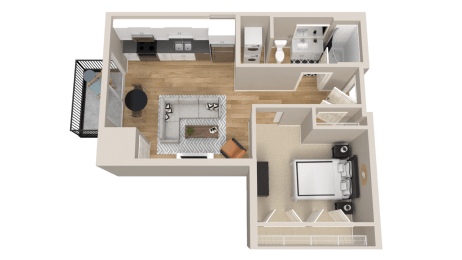 Vintage on Selby | Grace | One Bedroom Apartment 3D Floorplan