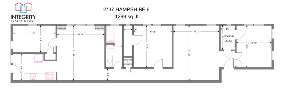 Floor Plan Hampshire 2737, 3 Bedroom 1 Bath
