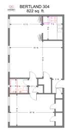 Floor Plan The Bertland 1 Bedroom 1 Bath