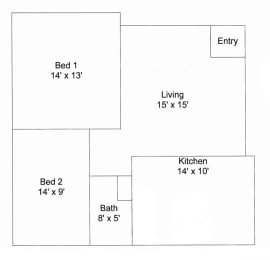 Ivy Terrace Two Bedroom Floor Plan | Level 1
