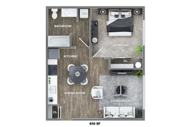 Market Village | One Bedroom B Floor Plan