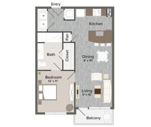 A1 Barber Floor Plan at The Heights at Woodland Park  Apartments, The Barvin Group, Houston, TX