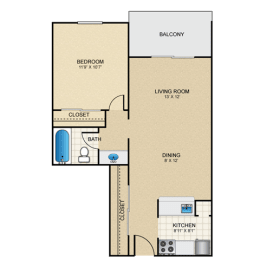 Floor Plan  Orion 1 Bedroom Apartment for Rent Granite at Thirty-Fourth Amarillo