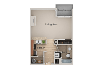 STUDIO Floor Plan at Revo 225&#xA0;Apartments, Washington, 98057