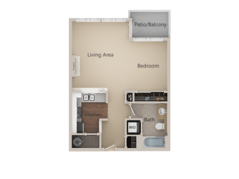 Studio Floor Plan at Burnett Station Apartments and Townhomes, Washington, 98057