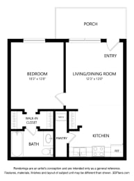 1 Bedroom, 1 Bathroom floorplans at Castilian Apartments in Orlando, FL