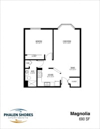 Floor Plan  Magnolia 1 bedroom floor plan
