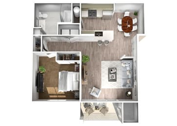 One Bedroom One Bath Floor Plan at Manor Way Apartments Everett Washington