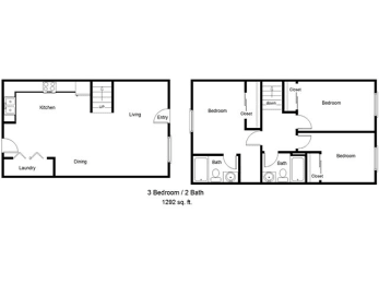 Asbury Place_3 bedroom floor plan