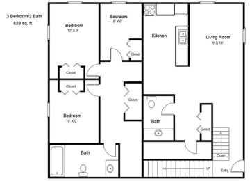 Castlewoods_3 Bedroom Floor Plan