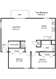 Jefferson Square_2 Bedroom Floor Plan