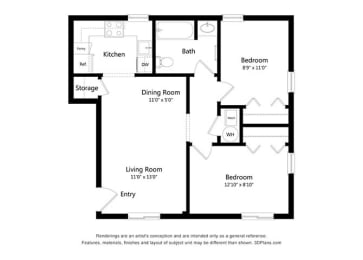 Magnolia Court_2 Bedroom Floor Plan