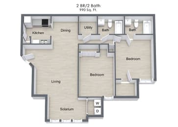 Magnolia Park_2 Bedroom Floor Plan