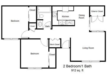 Mountain View_2 Bedroom Floor Plan