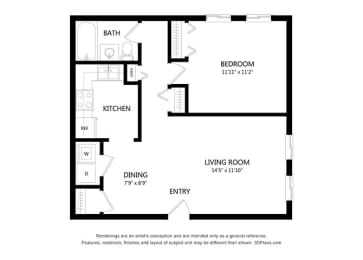 Pheasant Ridge_1 Bedroom Floor Plan