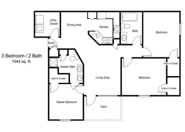 Porter Commons_3 Bedroom Floor Plan
