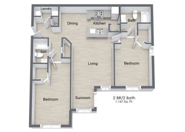 Riverstock_2 Bedroom Floor Plan