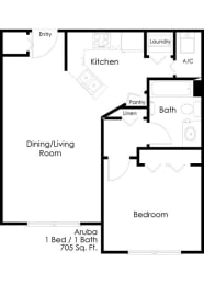 Village of Delray_1 Bedroom Floor Plan