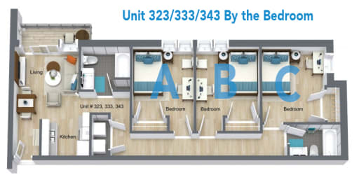 Floor Plan 3 Bedroom (by the bed) 21/22 Term ONLY