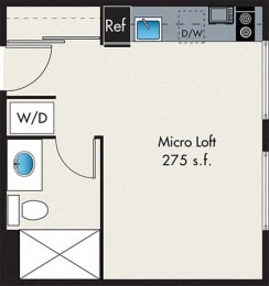 Floor Plan  Micro Loft at the Lofts at Gin Alley, Chicago, IL 60607