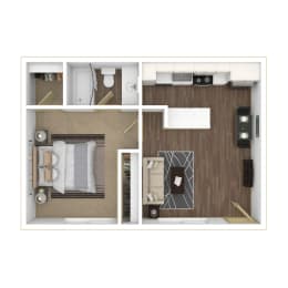 1x1 Cottage 3d Floor Plan