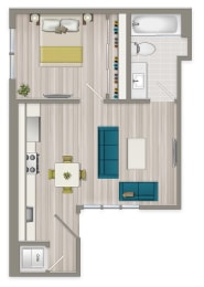 Floor Plan  One Bedroom One Bath SWELL-1238_10thSt_Suite4