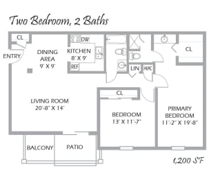 Two Bedroom Two Baths Apartment