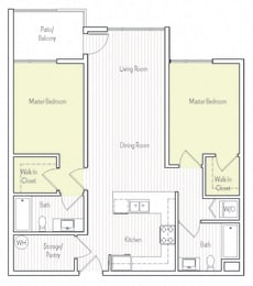 B-1 Floor plan, at Parc One, Santee, 92071