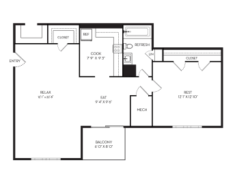 Boxwood Tuscarora Creek  1 bedroom 1 bath floor plan apartment in Leesburg VA