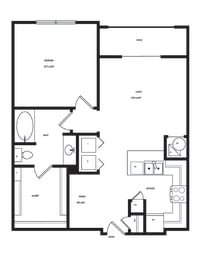 A2 Floor Plan at AVE Las Colinas, Irving, TX, 75038